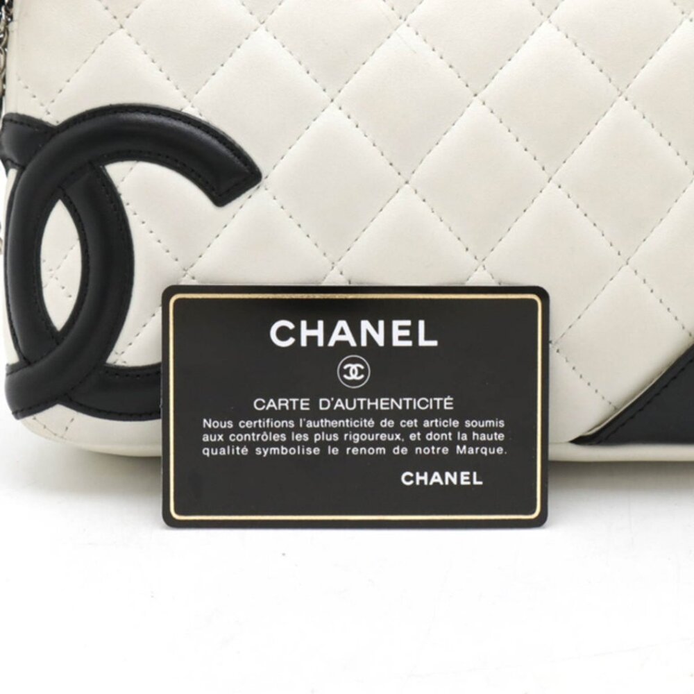 CHANEL Cambon Quilted Ligne Shoulder Bowling Pouch Bag Tote White - Picture 2 of 8